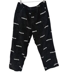 Dumbgood Pants Mens XL Black Scream Corduroy All Over Print Horror Movie Street‎
